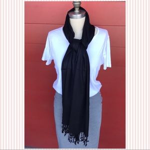 Black Viscose/Acrylic Blend Scarf/Wrap/Shawl NWOT